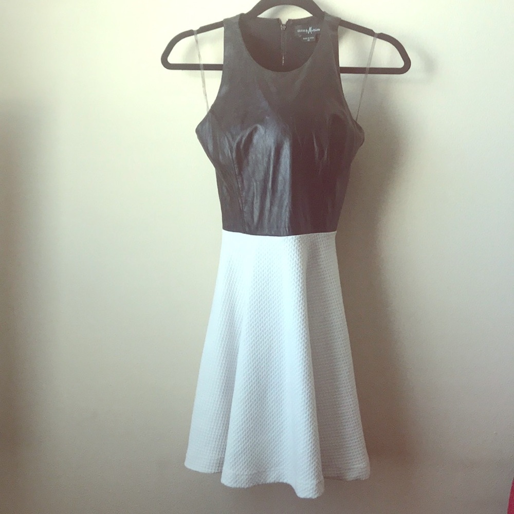 Faux Leather Top Fit and Flare Dress